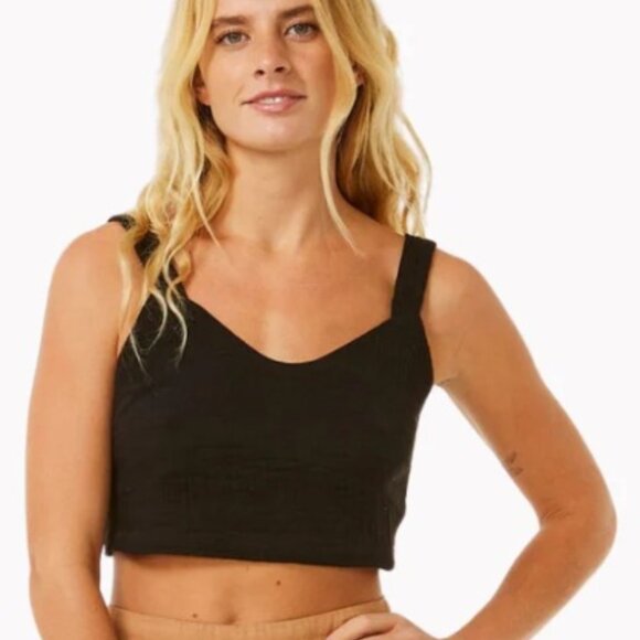Rip Curl Black Premium Surf Crop Top SZ S - NWT - Picture 1 of 12